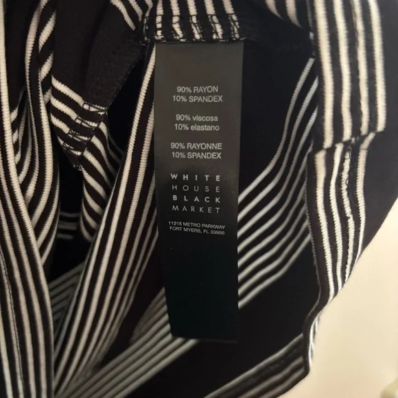 WHBM Black & White Stripe Off-The-Shoulder Ruched Sleeve Top L - Picture 3 of 3